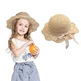 Baby Strohhut, Mädchen Sommer Kinder Strandhut mit Bogen Faltbar Sonnenhut…