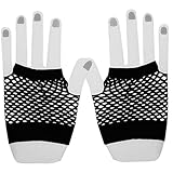 eurNhrN Handschuhgashandschuhe kurze fingernlose Handschuhe elastischer Netzkostüm Accessoires für Frauen Mädchen Hochzeitsfeier Schwarz