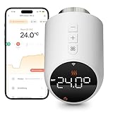 Heizkörperthermostat WLAN, Beok Thermostat Heizung Smart Thermostatkopf WiFi Heizungsthermostat Heizungsregler Digital Steuerung Per Tuya App, Google Assistant & Alexa, Batteriebetrieb