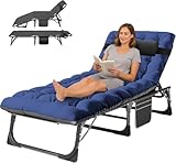 Ryuhic Sonnenliege Klappbar Liegestuhl mit Matratze, 200KG Belastbar Kippliege Gartenliege Klappliege, Verstellbare Rückenlehne Relaxliege Campingliege Klappbett für Outdoor Balkon Garten