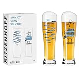 RITZENHOFF 3481007 Weizenbierglas 500 ml - 2er Set - Serie Brauchzeit Set Nr. 7, 2 Stück mit mehrfarbigem Digitaldruck