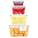 VINATO 4er Set Aufbewahrungsdosen Luftdicht, Frischhaltedosen mit Deckel, Mikrowellengeschirr, Brotdosen Set, Transparente Food Container für Meal Prep, Gefrierschrank & Unterwegs, Spülmaschinenfest