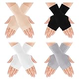 4 Paar Sunblock Fingerlose Handschuhe Sonnenschutzhandschuhe Damen Fingerless Gloves UV Schutz Handgelenklange Handschuhes Leichte Fingerlose Mädchen Anti Rutsch Sonnenschutz Fahren im Freien Sommer