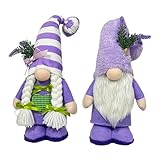 Micozy 2PC Muttertag GNOME Plüsch Geschenke für Frauen, lila Lavendel GNOME mit Kranz Blumen gefüllt Frühling Sommer gesichtslose Puppe Gnom Plüsch Dekor für Home Tiered Tray Party Decor(#23)