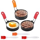 CFSVVD 3 Stück Spiegeleiform, Spiegeleierformen für Die Pfanne, Antihaft Pancake Form,Mit Klappgriffen Und Ölpinsel, Spiegeleiform für Spiegeleier, Frühlingsrollen, Steaks, Pfannkuchen