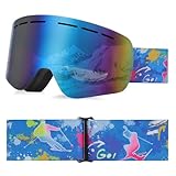 Skibrille Kinder, Anti Fog Snowboard Brille mit Double Lens für Kinder von 6-14 Jahren OTG Anti 100% UV 400 Schneebrille für Jungen und Mädchen Gebrauch für Skifahrer, Snowboarder und Wintersportler