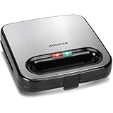 Aigostar Sandwichmaker für 2 Sandwiches, Sandwichtoaster mit Antihaft-Keramikbeschichtung, automatische Temperaturregelung 180-200℃, Kontrollleuchten, Cool-Touch-Griff, 750W, Edelstahl/Schwarz