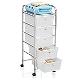 IDIMEX Badregal Rollwagen Rollcontainer GINA, mit 5 transparenten Schubladen und Metallgestell verchromt