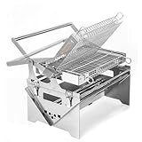 Tragbarer Holzkohle-Gasgrill für den Außenbereich – Drehbarer Camping-Grill mit Griffen, Edelstahl, faltbar, Smokergrill für Zuhause, Garten, Party, Kochen, Picknick