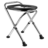 Upgrade Tragbare Toilette für Camping, höhenverstellbares Reise-Töpfchen für Erwachsene, Edelstahl, faltbare Toilette für Auto, Wandern, Strand und Camping, Outdoor