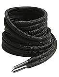 VSUDO Schwarz Stiefel Schnürsenkel, Black Boots Shoelace, Runde ø4 mm Schwarz Schnürsenkel Schuhbänder für Arbeitsschuhe/Outdoorschuhe/Trekkingschuhe/Wanderschuhe (1Paar-Schwarz-130cm)