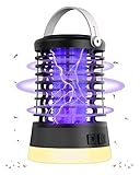 Insektenvernichter Elektrisch Mückenschutz Fliegenfalle, Wasserdicht IPX6, Mückenlampe mit USB-C Ladung für Camping Garten Balkon Schlafzimmer, Mückenfalle mit Aufhängehaken