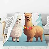 Lama-Alpaka-Überwurfdecke für Couch, flauschiger Plüsch, leicht, superweiche Flanelldecken für Bett, warm, gemütlich, Mikrofaser-Decke für Sofa, Büro, Reisen, Ganzjahresdecken, 127 x 101 cm