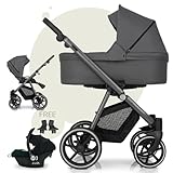 my junior® NOAX² 3-in-1-Kinderwagen inkl. Babyschale, Liegewanne, Sportsitz, Adapter, geräumiger Einkaufskorb in Downtown Grey