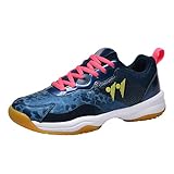ZHENSI Damen-Badminton-Schuhe Leichte Volleyball-Pingpong-Tennis-Turnschuhe rutschfeste Indoor-Court-Schuhe,Blau,38 EU