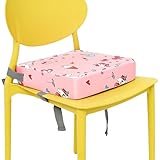 Sitzerhöhung Stuhl Kind,Kindersitzerhöhung,33x33x8 cm,Abnehmbarer BabyS itzhilfe,mit 2 Verstellbaren Riemen,Sitzpolster,Booster Seat,Tragbar Stuhlerhöhung,für Essen,Ausflug,Picknick,Reisen(Rosa)
