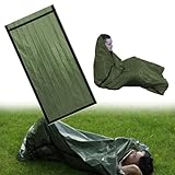 Bavooty Biwaksack,Fluchtrucksack,Notfall Schlafsack,Notfall Biwaksack,Survival Schlafsack, Notfall überleben Schlafsack,Wasserdichter Leichter Schlafsack,Hitzeabweisend Und Kälteschutz,213×91cm,Grün