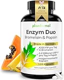 Verdauungsenzyme Komplex - 120 Papain Bromelain Kapseln hochdosiert - Enzym-Komplex als Bromelain Papain Kapseln mit Vitamin C - 4 Monatsvorrat - Bromelain hochdosiert aus Ananas-Extrakt - VEGAN Neu