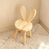 BUERPINKING Kinderstuhl Holz, Kinderstuhl ab 3 Jahr Massiv aus Holz, Kinderzimmer Stuhl 45 x 26cm mit Hasenohren Rückenlehne, Kinderhocker Holz für Essen, Lesen und Spielen
