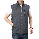 Mymyguoe Arbeitsweste Herren Fahrradweste Dünn Sommerweste Elegant Mit Vielen Taschen Sportweste Trainingsweste Softshell Ärmellose Anglerweste Sportlich Outdoor Weste Herrenwesten