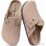 Comwarm Unisex Clogs Wildleder für Damen aus Leder Weiches Rutschfest Pantoletten mit Premium Fußbett