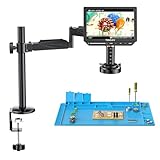 TOMLOV TM4K-AF Flex 4K Autofokus Digitales Mikroskop HDMI, 8' IPS Münzen Vergrößerung 2000X, 52MP Mikroskopkamera für Löten, mit Flex Arm, Multifunktionale Lötmatte, Ringlicht, 64GB-Karte