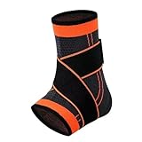 Fußgelenkbandage Sport Einstellbare Knöchel Unterstützung Kompression Knöchel Brace Schutz for Laufen Fußball Basketball Nylon Gestrickte Gym Bandage Knöchel Strap(Orange,L)