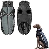 Hundejacke mit Geschirr,Gefütterte Hunde Winterjacke mit Leine wasserdichte Hunde-Winterjacke Wasserdichter Reflektierender Kaltwetter-Hundemäntel,Geschirr Reißverschluss,Große Hunde (XL, Schwarz)