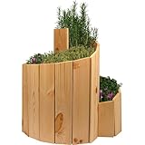 dobar® Green Label Kräuterspirale Massivholz | Kräuterschnecke Vormontiert | Unbehandeltes Holz | Kräutertreppe Kiefernholz Garten | Kräuterturm Bausatz | 250 x 68 cm | Natur