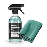 TRAVORA Premium Acrylglas Reiniger inkl. 3er Set Microfasertücher Auto - biologisch abbaubarer Fensterreiniger Wohnwagen - streifenfreie & materialschonende Reinigung mit dem Acrylglas Reiniger Set