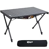 PORTAL Campingtisch faltbar Höhenverstellbar XL Klapptisch Aluminium 108 x 71cm rollbar Camping Tisch klappbar Falttisch leicht Schwarz