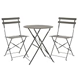 SVITA Bistro-Set 3-teilig Gartenset Garnitur Metall-Möbel Stuhl Tisch Klapp-Möbel Balkon-Set Taupe
