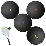 GOMETY Squashbälle 4er-Set, 4 Geschwindigkeit Squash Bälle Elite Doppelgelb, Intermediate Gelb, Rot Anfänger, Junior einzelne Blau Squashball High Bounce Sport Squash Ball für Wettbewerb Training