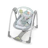 Ingenuity Swing 'n Go Tragbare Babyschaukel mit 5 Geschwindigkeiten, Musik & Naturgeräuschen, faltbar & leicht, mit Spielzeugen & waschbarem Sitz, Unisex, für Babys 0–9 Monate bis 9 kg (Hugs & Hoots)