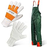 Safetytex Forstschutz Set - Schnittschutzlatzhose + Forsthandschuhe - 2 TLG Forstschutz Set - KWF geprüft - Für Forst & Garten