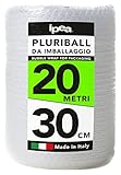 IPEA Luftpolsterfolie für Verpackung und Versand – Rolle 20 Meter x 30 cm – Made in Italy – Pluriball Luftblasen zum Schutz, Polsterung, Verpackung von Gegenständen im Transport – Reißfest