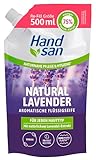 Hand san Flüssigseife Natural Lavender im Nachfüllbeutel 500 ml, mit natürlichem Lavendelöl, Händewaschen & Gesichtsreinigung, Rezeptur ohne Mikroplastik, pH-hautneutral, vegan