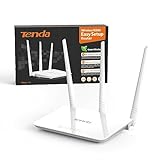 Tenda F3 N300 WLAN Router für Anschluss an Kabel-/DSL- oder Glasfaser-Modem (300Mbit/s über WLAN, 3X LAN-Ports) DREI Antennen für stabile Netzabdeckung auf bis zu 200m²