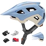 KINGBIKE Mountainbike-Helm für Erwachsene und Herren, professioneller MTB-Helm für Damen mit Action-Kamera-Halterung und 3-Positionen-Visier, NTA-8776 E-Bike-zertifiziert (Azurblau, L)