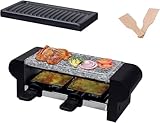 HASAYAKI Elektrisch Raclettegrill 350W für 2 Personen mit Steinplatte, antihaftbeschichtete Grillplatte, 2 Käseformen, 2 Holzspatel aus Buchenholz 6 Packungen