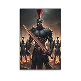 XYSXMY Retro-Poster mit Spartanerkrieger, wilder spartanischer Krieger mit Schwert, dekoratives Gemälde, Leinwand, Wandposter und moderne Familienschlafzimmer-Dekoration, 30 x 45 cm