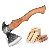 Japaknives Wikinger Axt Spaltaxt Für Holz Handgeschmiedete Handbeil Ergonomische Axt 38 cm Hölzerne Survival Axt Für Camping Trekking