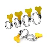 TWALOTPEX Schlauchklemme aus rostfreiem Stahl 5 Stück 8–44 mm verstellbare gelbe Kunststoffgriff-Schlauchschellen mit Schneckenantrieb, 201 Edelstahl-Rohrclips for Rohre(18-32mm (5pcs))