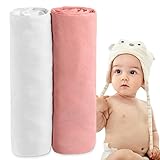 Dreamzie - Spannbettlaken 70x140 Baby 2er Pack - Baumwolle Oeko Tex Zertifiziert - Weiß und Rose - 100% Jersey Spannbetttuch 70x140cm