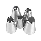 Pommee (1 Set of 5 Large Nozzles for Baking, Made of Stainless Steel, DIY Sets, Decorating Cakes)