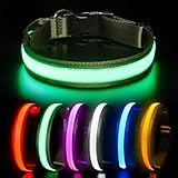 HEELE Hundehalsband Leuchtend, Leuchtend Halsband, Leuchthalsband Type-C Wiederaufladbar, Leuchthalsband Hund Wasserdicht, LED Halsband für Hunde, Hundehalsband mit 3 Beleuchtungsmodi, Grün, S