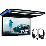 XTRONS 17,3“ Digital TFT FHD 16:9 Bildschirm für Auto Bus unterstützt 1080P Video Auto Overhead Player Auto Monitor mit HDMI Port Automosphäre LED Licht Windows CE für Urlaub (CM173HD+DWH005+DWH006)