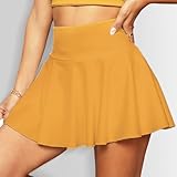 FUXINGHUAYA Jeans Skort Damen Damenröcke Mit Integrierten Shorts Hohe Taille Atmungsaktiv Schnelltrocknend Für Tennis Golf Und Fitness Sportrock Yellow M