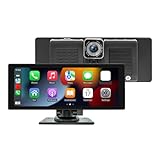 JUCHRZEY Wireless Carplay Android Auto Auto MP5 Player Bluetooth-Kompatibel Dash Cam Tragbare Auto Stereo Mirrorlink 10,26 Zoll Touchscreen TF USB