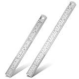 Metall Lineal, 2 Stück Metalllineal 30cm 15cm Zeichenlineal Stahllineal Präzision Lineal Kante Messwerkzeug Ruler Doppelseitenskala Stahlmaßstab mit Metrische&Inch-Skala für Hause Büro